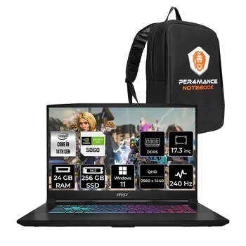 Msi Katana 17 Hx I9-14900hx 24gb 256gb Ssd Rtx5060/8gb 17.3'' 2k Qhd 240hz W11h Gaming Laptop B14wfk