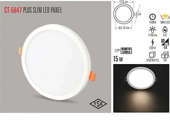 CT-5647 15W/3200K PLUS LED PANEL ARMATÜR(G.IŞIĞI-20ADET) CATA