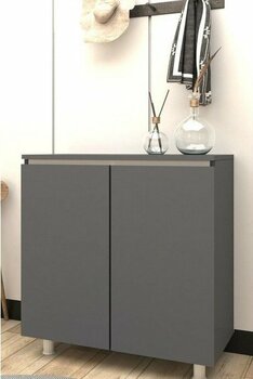 Sinmon Çok Amaçlı Antrasit Kulpsuz Gri Dolap ve Ayakkabılık - Ahşap