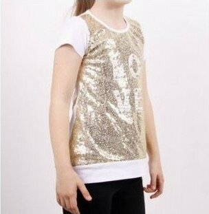 Toontoy Kız Çocuk Önü Komple Pullu Tişört - Beyaz - 8 Yaş