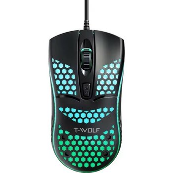 T-Wolf V15 Rgb Gaming Mouse Kablolu 4800 Dpı Petek Tasarım Işıklı Oyuncu Mouse Siyah