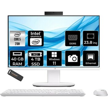 Asus V440 Core 5 210H All In One Bilgisayar 40GB RAM 4TB SSD 23.8" FHD 100Hz Win11 Home + Per4 USB V440C58512W0DP365 - Beyaz