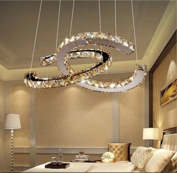 Ömür Avize Lüks Kristal Taşlı Ledli Ikili Avize