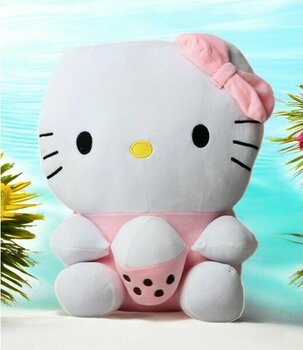 Elifeshop Ithal Kumaş Hello Kitty Sanrio Karakter Figür Peluş Oyuncak Oyun & Uyku Arkadaşı Büyük Boy 42 cm. - Pembe