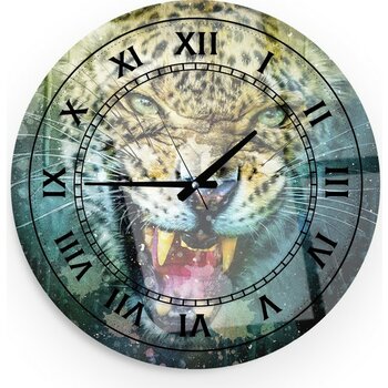 Emya Home Leopar Cam Saat - 60 cm - Renkli