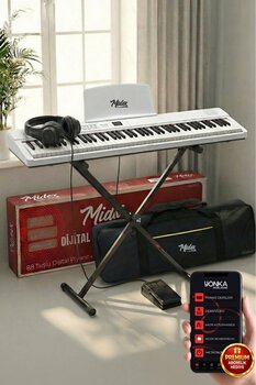 Midex Plx-80whst Taşınabilir Katlanır Dijital Piyano Tuş Hassasiyetli 88 Tuş Bt Stand Sustain Kulaklık