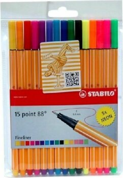 Stabilo Point 88 15 farklı renk (5 neon) Su bazlı mürekkep 0,4 mm Keçe Uçlu Kalemler