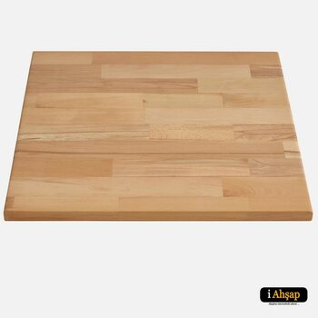 iAhşap Kare Kayın Masif Masa Tablası |masif Kayın Ahşap Ofis ve Yemek Masası Üstü No6 - 120x120 cm - Kalınlık: 3 cm
