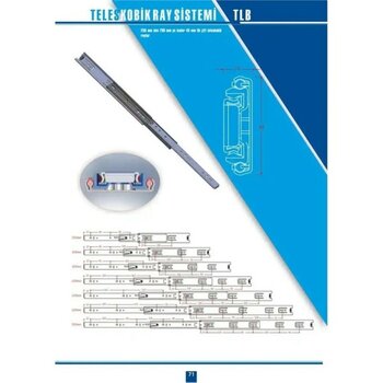 En 45 mm Teleskopik Bilyalı Çekmece Rayı 70 cm (5 Takım) - Metalik Gri