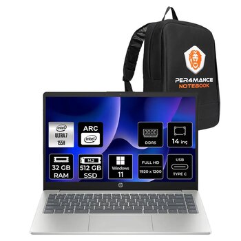 Hp 14 Intel Core Ultra 7 155h 32gb Ddr5 512gb Ssd 14" Fhd W11p Dizüstü Bilgisayar & Çanta