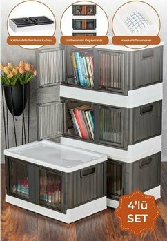 Vienev 4lü Katlanır Istiflenebilir Çift Kapaklı Düzenleyici Kutu Antrasit