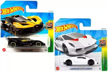 2 Araç Hot Wheels Set - Lamborghini Sesto Elemento & Bugatti Bolide - Sarı (1/64)