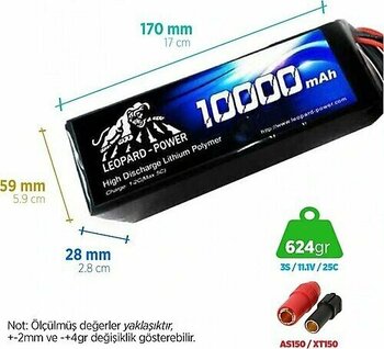 Leopard Power 10000 mAh 11.1V 3S 25C UAV & Multirotor Lityum Polimer Lipo Batarya Pil