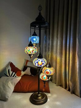 Glow Mozaik Ayaklı Lambader 5li Otantik Lamba Dekor Lamba