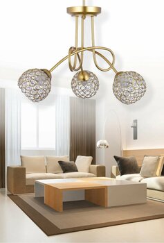 özpolataydınlatma Silim 3 Lü Lüx Taşlı Şapkalı Avize (gold)