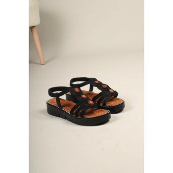 Birikon Esperanza Tahta Toka Detaylı Arkası Lastikli Sandalet Siyah - 36