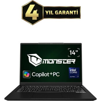 Monster Huma H4 V7.1.1 Core Ultra 7 256V 16 GB Ram 1 Tb SSD Intel Arc Graphics Windows 11 14" Fhd+ Copilot+ Pc Iş Bilgisayarı