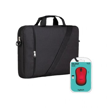 Logitech M220 910-004880 Kablosuz Mouse + Notebook Çanta Kırmızı - Siyah