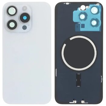 İphone 15 Pro Max Full Arka Kapak Orijinal Arka Kemere Lensli (Cam) Beyaz