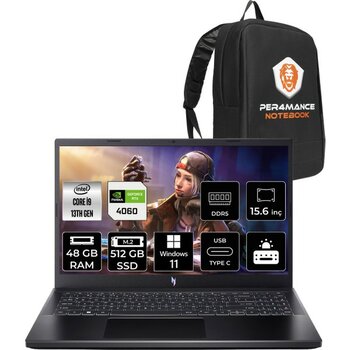 Acer Nitro V 15 Intel Core I9 13900H 48GB 512GB SSD RTX4060/8GB 15.6" Fhd 165Hz Windows 11 Home Taşınabilir Bilgisayar & Per4 Çanta NHQQEEY005P327