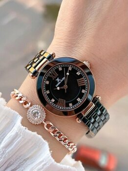 Daniel Klein Seramik Kordon Taşlı Kadran 2 Yıl Garantili 3 Atm Kadın Kol Saati+bileklik Hediyeli Sm5 Rose Gold