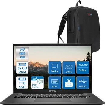 Msı Modern 14 Intel Core I5 1334U 32Gb Ddr4 1Tb Ssd Intel Iris Xe Graphics 14.0" Fhd Ips Windows 11 Pro Taşınabilir Bilgisayar F13mgp10 + Zettausbbellek