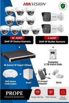 Hikvision DS-2CD1023G0-IUF 12 Kameralı Full Ip Sistem Paketi