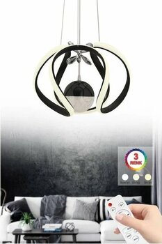 İstanbul Avize İstanbul Avize Kumandalı Bigiee Ledli Üç Renk Siyah Lüx Modern Led Avize