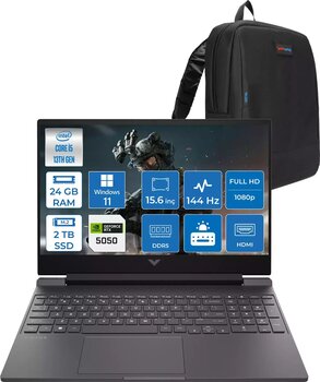 Hp Victus Gaming Laptop Intel® Core™ I5-13420H 24GB Ddr5 2tb SSD 8GB/RTX5050 Gddr7 15.6" 144Hz IPS 300NITS FhdWindows 11 Home Taşınabilir Bilgisayar.BQ1P9EAH04+ZETTAÇANTA