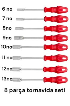SERA (LOKMA UÇLU TORNAVİDA)8 Parça Lokma Tornavida Seti (6-7-8-9-10-11-12-13 MM)8 Parça Lokma Takımı