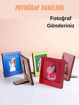 Miracix 2 Adet Ahşap Renkli (FOTOĞRAF DAHİL) Polaroid Mini Fotoğraf Çerçevesi - 9x9cm