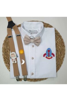 cool partyshop Uzay Konseptli Askı Papyon Gömlek 12 Beden