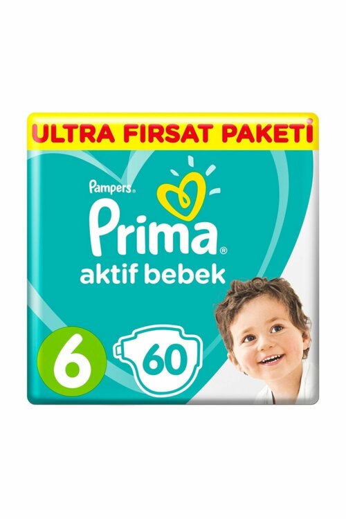 Prima Bebek Bezi Aktif Bebek 6 Beden Ultra Fırsat Paketi 60 Adet