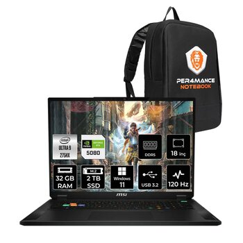 Msi Stealth 18 Hx Ai Ultra 9 275hx 32gb 2tb Ssd Rtx5080/16gb 150w 18'' Uhd+ W11p Gaming Laptop