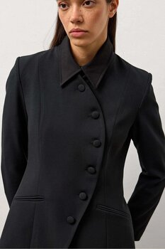 Molene Siyah Vatkalı Belden Oturmalı Ceket S Beden