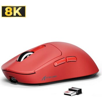 Attack Shark X3 Pro Superlıght 4000/8000 Hertz Kablosuz Oyuncu Mouse PAW3395 (Grıp Tape Hediyeli) - Kırmızı