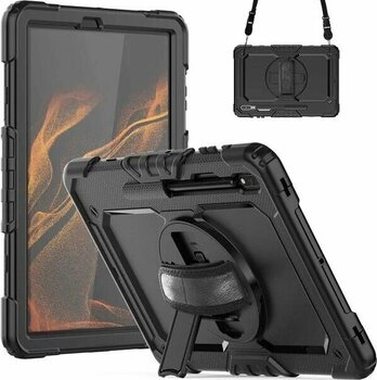 XFashion Siyah Samsung Galaxy Tab S8+ Uyumlu PU deri + PC Tablet Kılıfı