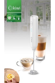 Kiwi Kcw-1223 Pratik Şarjlı Süt ve Kahve Köpürtücü Beyaz