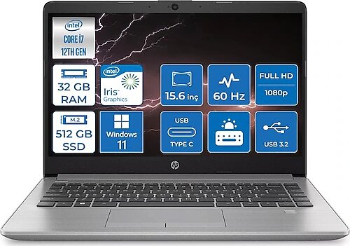 HP 250 G9 6Q8M8ES042 15.6 inç Intel Core i7 1255U 32 GB 512 GB SSD Intel Graphics Windows 11 Professional