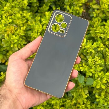 CepStok Xiaomi Redmi Note 12 Pro 5g Kılıf Kenar Detaylı Yumuşak Parlak Silikon - Siyah