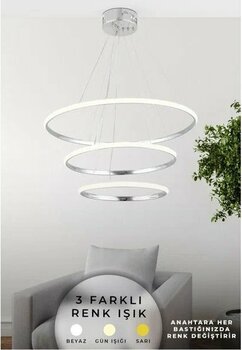 Kitchen Life 3 Renk Özellikli Modern Gümüş Kaplamalı Siyah Avize