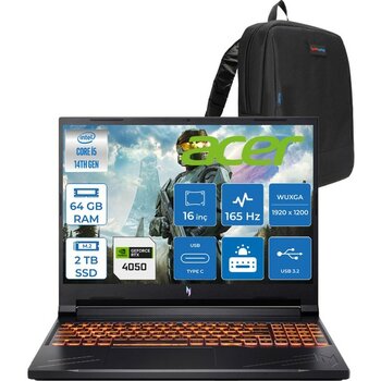 Acer Nitro ANV16 Intel Core I5 14450HX 4.8ghz 64GB Ddr5 2tb SSD Freedos RTX4050 85W 6gb 16" IPS Wuxga (1920 x 1200) 165HZ Taşınabilir Bilgisayar NH...
