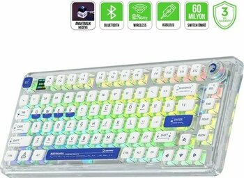 Gamepower Gasket Pro Kablolu 2.4GHz Bluetooth Mekanik Red Switch RGB Oyuncu Klavye