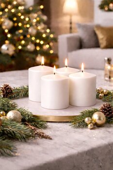 homeartplus 4’lü Beyaz Silindir Mum Dekoratif Blok Mum Seti Ölçüler ( 5 Cm X 8 Cm )