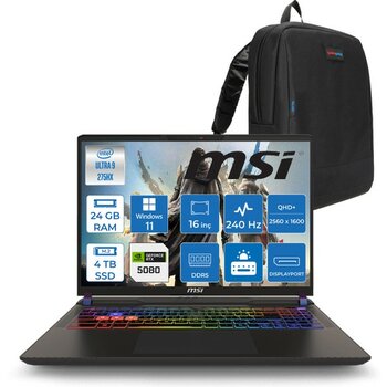 Msı Vector 16 Intel Core Ultra 9 275HX 24GB 4tb SSD RTX5080 16GB Tdp 175W Gddr7 Windows 11 Home 16" Qhd+ 240Hz Taşınabilir Bilgisayar A2XWIG090XTRH...