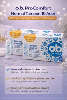O.b. Procomfort Normal Tampon 16Lı 2 Paket Ultimate Silktouch Teknolojili