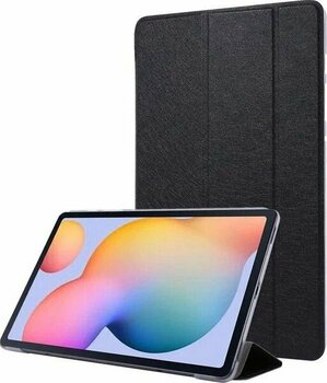 VShop Siyah Samsung Galaxy Tab S8+ / Tab S7+ için Silk Texture Pu Case Tablet Kılıfı