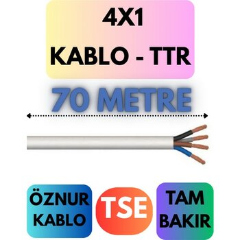 Öznur 4x1 Ttr Kablo Metre Seçenekli (Beyaz) - 70 METRE - Beyaz