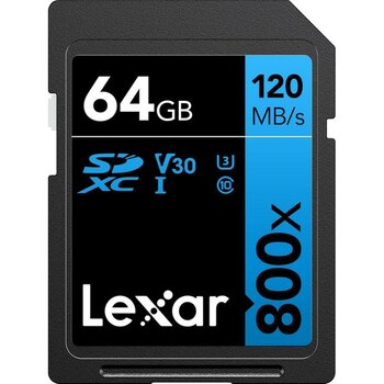 Hype Store Lexar® 64GB Professional 800X Sdxc™ Uhs-I Cards, Up To 120MB/S Read 45MB/S Write C10 V30 U3 - Standart