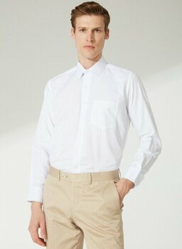 Süvari Regular Fit Klasik Yaka Armürlü Beyaz Erkek Gömlek GM2025000211 - M